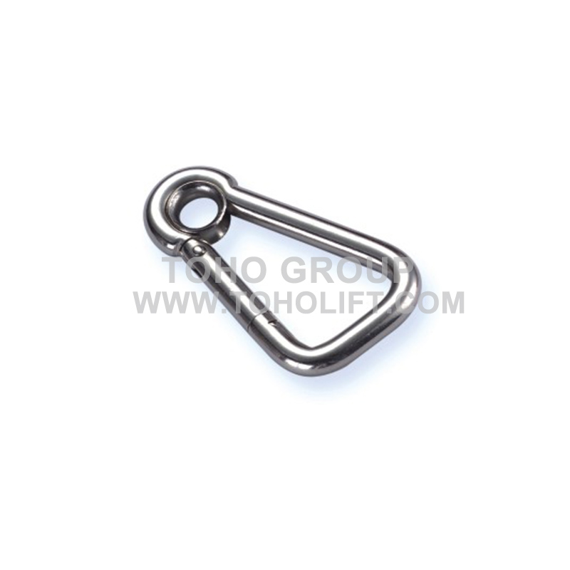 Oblique Angle Snap Hook with Eye, Stainless Steel MATERIAL: AISI304  AISI316