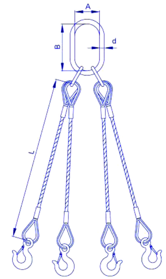 FOUR LEGS SPLICED WIRE ROPE SLING