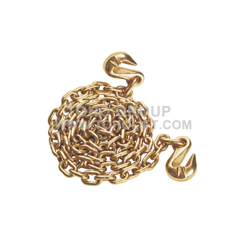 Golden Galvanized Binder Chain (G80/G70/G43) with Eye/Clevis Grab Hooks on Both Ends